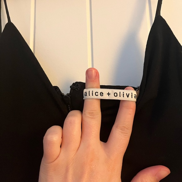 Alice + Olivia open back black mini dress with embroidered details - Picture 8 of 9